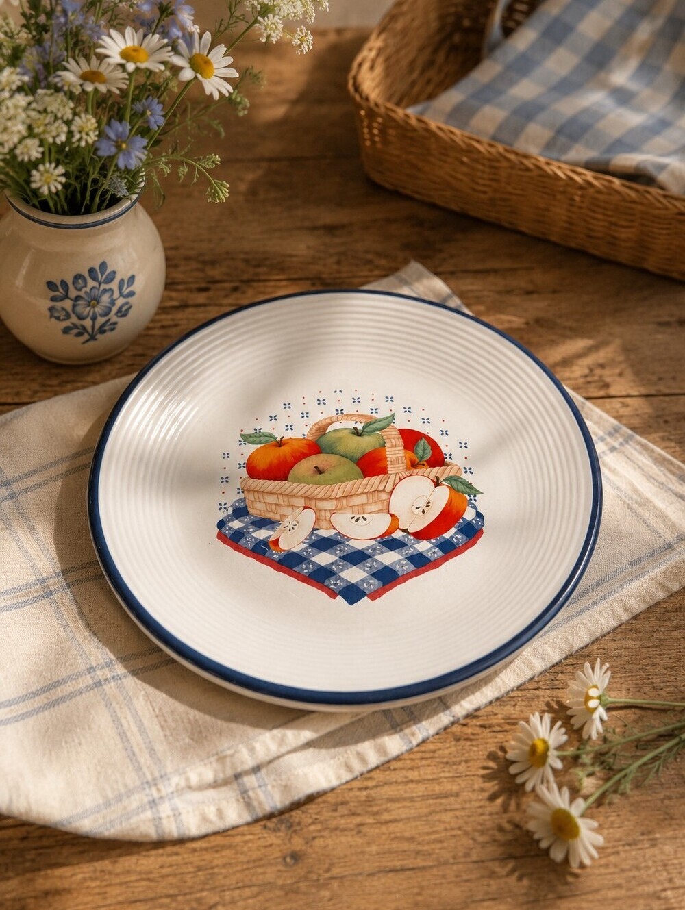 Century Stoneware “Apple Basket” Plate – Vintage Country Kitchen Design